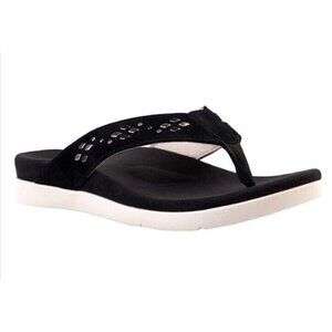 Spenco Laguna Stud Slide Sandal Womens 8.5 B Black Arch‎ Support New